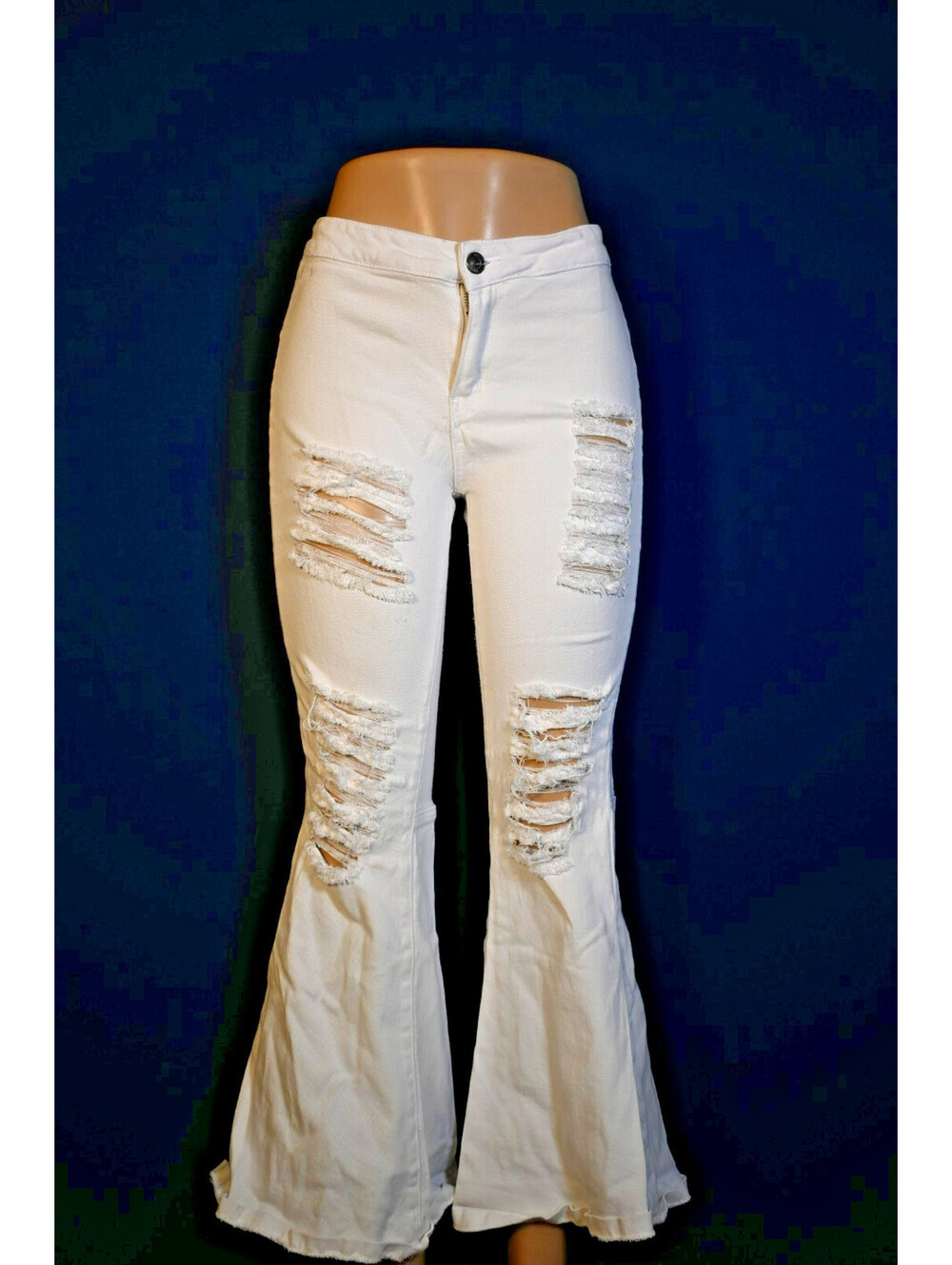 Rue21 High Flare Distressed Denim Jeans Off White Size 9